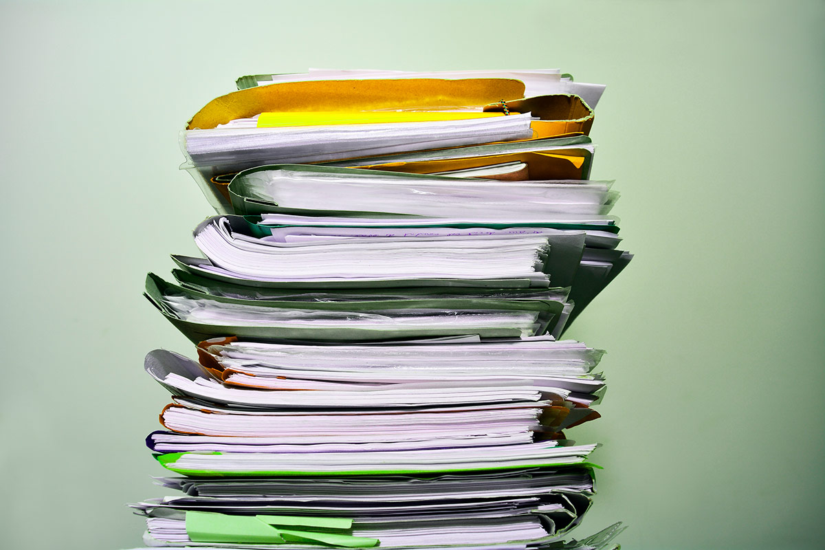 large pile of paperwork